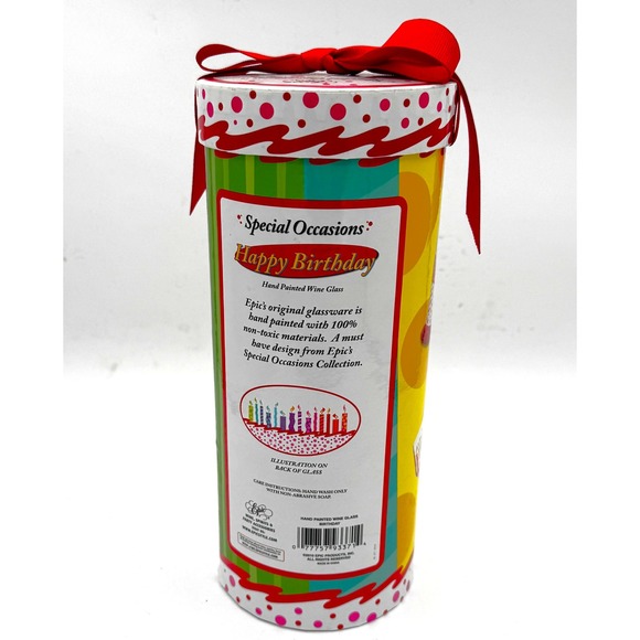 Epic Special Occasions Happy Birthday Hand Painted Wine Glass Candles Polka Dot - Picture 9 of 9